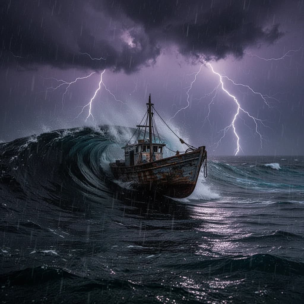 Storm at Ocean Rain Storm Midnight - Rain and Thunder Sounds Anxiety ADHD ASMR
