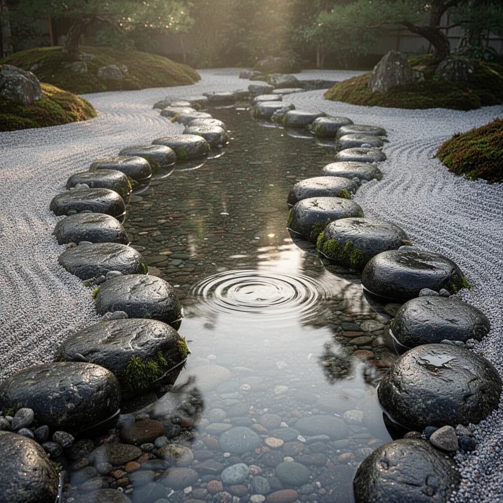 Zen Garden Stream | Stone & Water Ambience Focus ADHD ASMR Deep Sleep