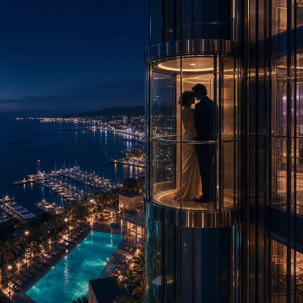 Glass Elevator Kiss