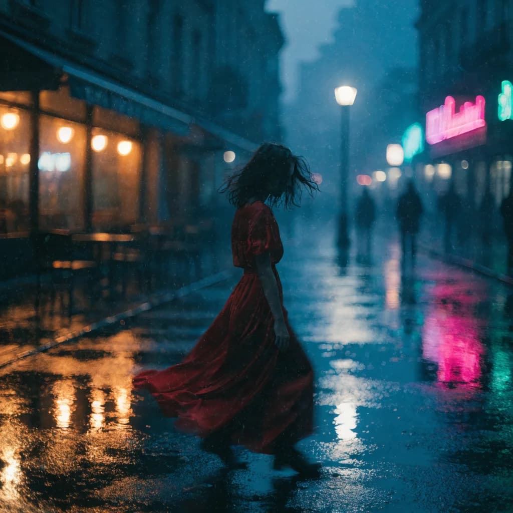 Red Dress After Dark