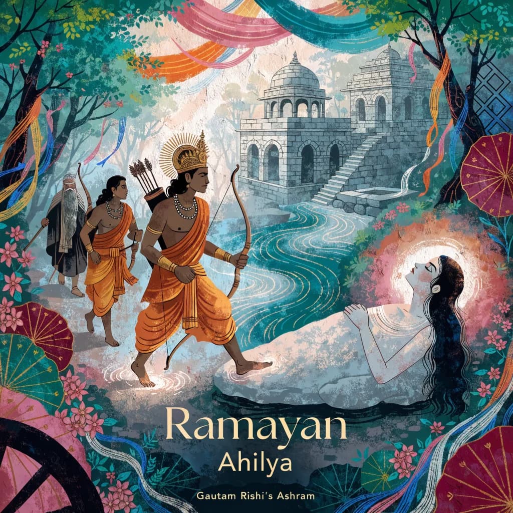 अहल्या उद्धार — राम के चरणों से अहल्या का उद्धार