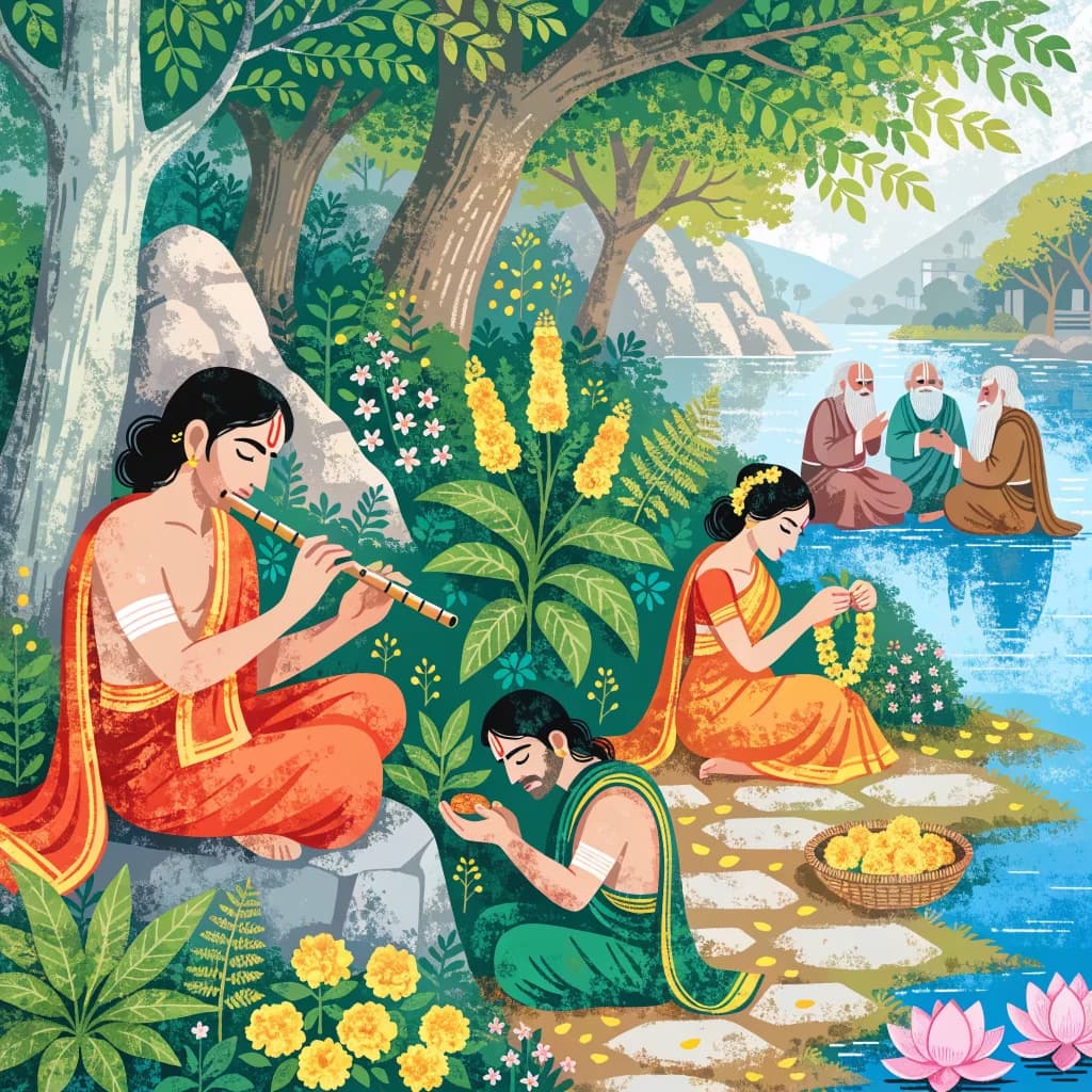 पंचवटी का जीवन — वन में राम, सीता और लक्ष्मण का शांत जीवन