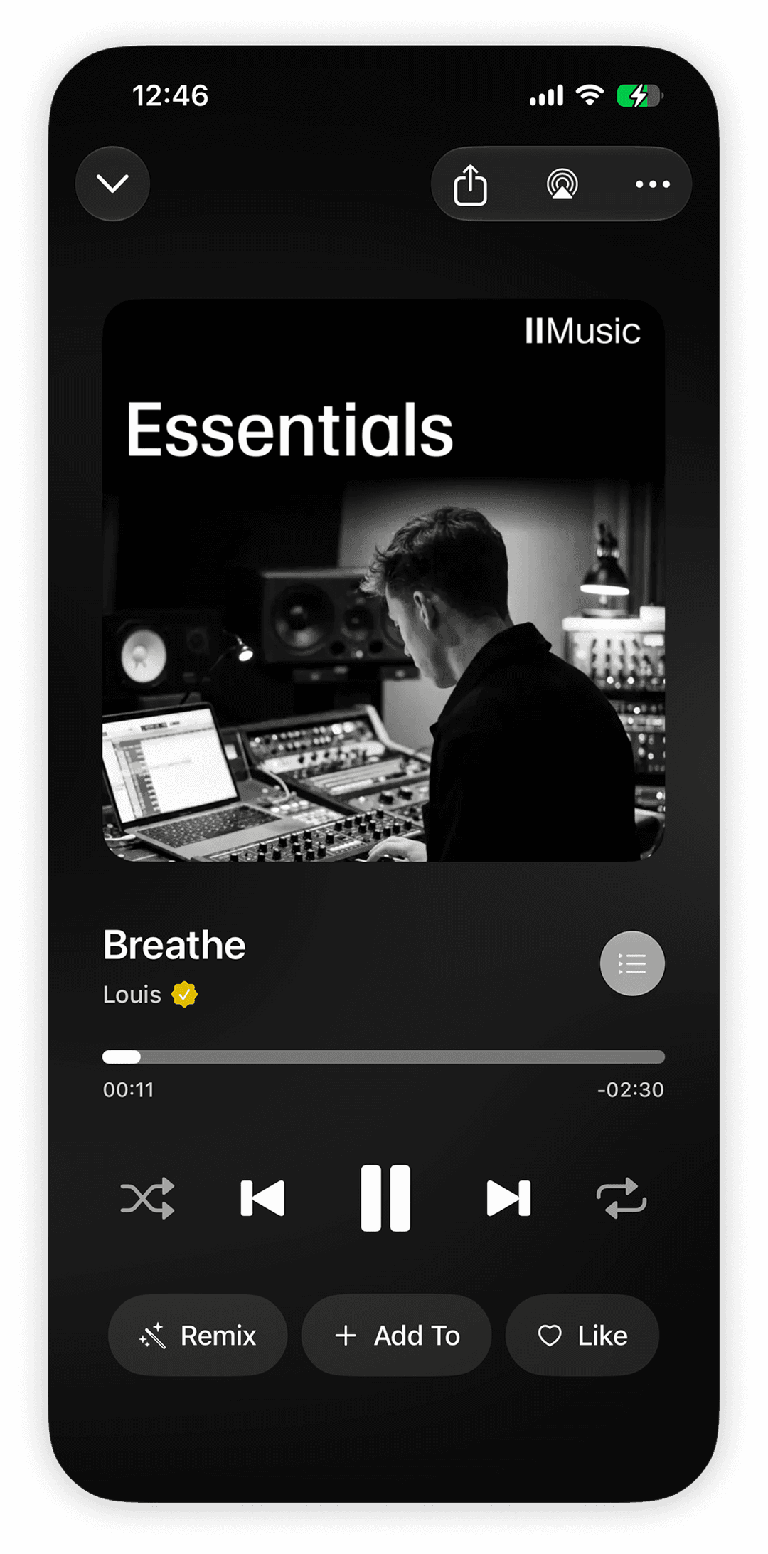 The ElevenMusic iPhone app playing a track